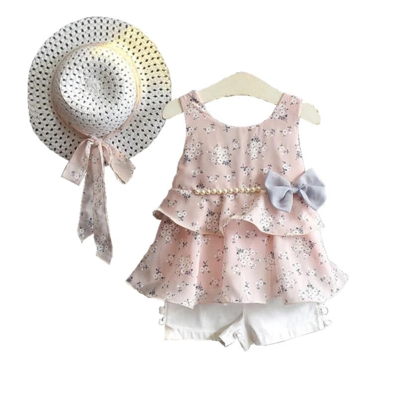 3 Pcs. Set, Sundress, Shorts and Hat - Sandra's Secret Garden Baby Boutique