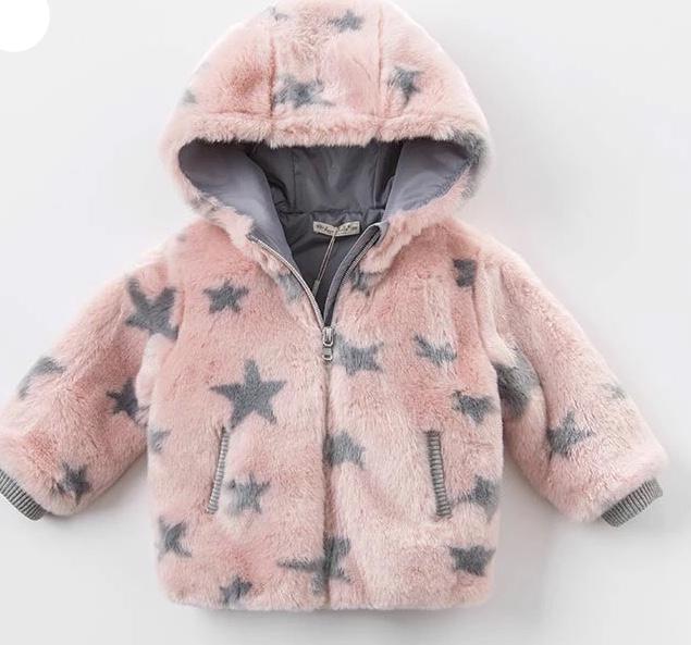 Warm Fur Jacket With Stars - Sandra's Secret Garden Baby Boutique