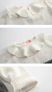 Cotton Knit Romper with ruffle collar - Sandra's Secret Garden Baby Boutique