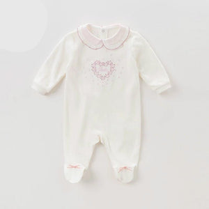 Cotton Jumpsuit with Bella Heart - Sandra's Secret Garden Baby Boutique