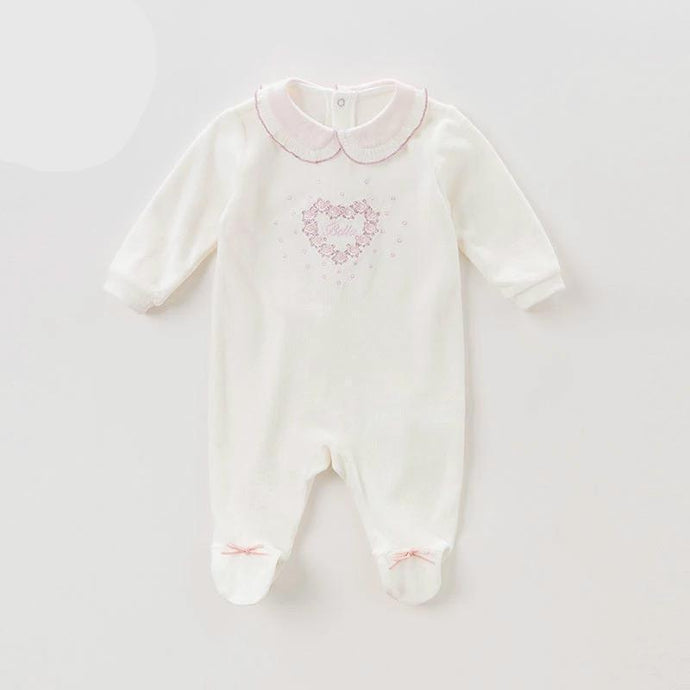 Cotton Jumpsuit with Bella Heart - Sandra's Secret Garden Baby Boutique