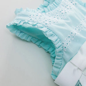 Turquose Dress with two bows - Sandra's Secret Garden Baby Boutique