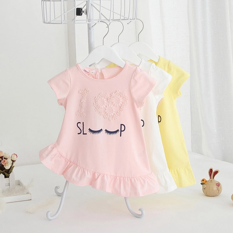 Dress with Ruffle and Sleep face - Sandra's Secret Garden Baby Boutique