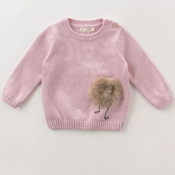 Pink Sweater with Fur Monster - Sandra's Secret Garden Baby Boutique