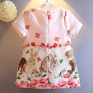 Pink Dress with Rabbits - Sandra's Secret Garden Baby Boutique