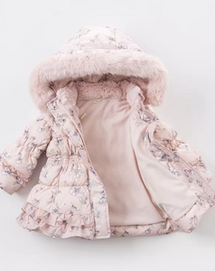 Down Filled Flower Winter Coat with Frills